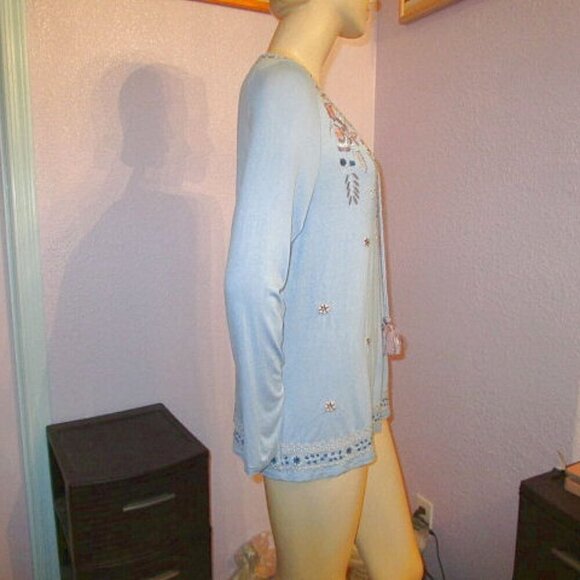 Soft Surroundings EMBROIDERED Tory Size M BLOUSE Tunic Top STRETCH Jersey BOHO - Picture 7 of 11